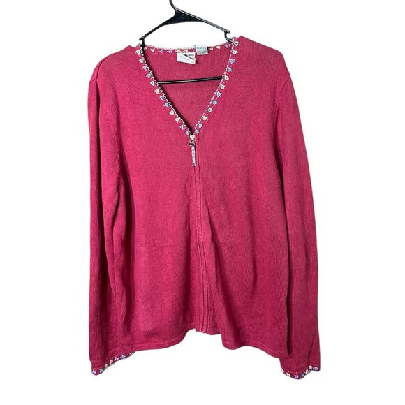 Vintage CJ Banks Hand Embroidered Cardigan Sweater Size Large - Picture 1 of 8